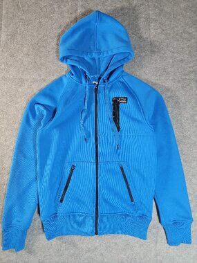 Vintage Fox Racing Blue Tech Fleece Lined Full Zip Hoodie Jacket Mens Small